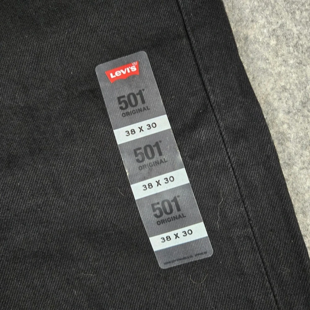 Levi's 501 Original Jeans Mens 38x30 Black Straight Leg Denim Button Fly NWT